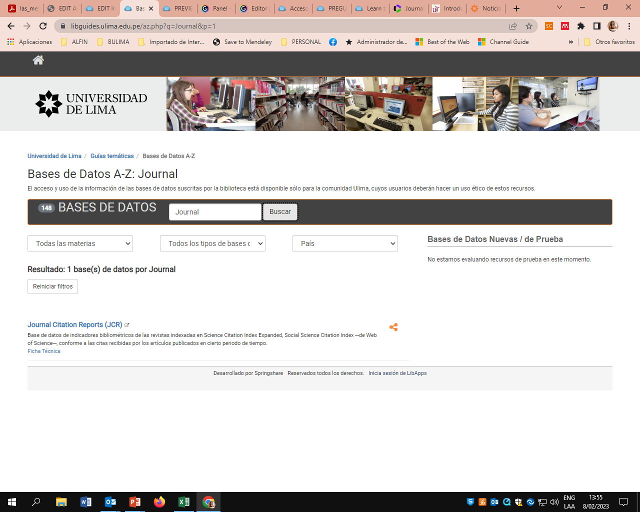 Acceso Journal Citation Report (JCR) Tutorial Guías temáticas at