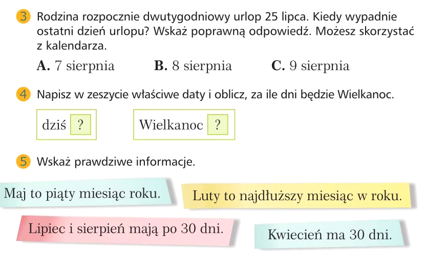 Obliczenia Kalendarzowe Klasa 2 Karty Pracy Matematyka - obliczenia kalendarzowe